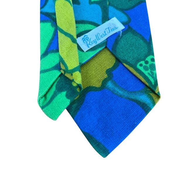 Key West Ties Mens Blue Green Vintage Neck Tie Necktie Floral 3.5" x 60" - Picture 6 of 8